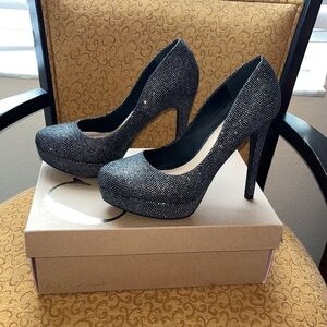 Gently Used Sparkly Black 4.5” Heels w/ Box